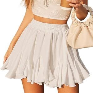 Avidlove Women's Pleated Skater Skirt Basic Casual High Waisted Ruffles Flared Mini Lingerie Skirts