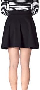 Basic Solid Stretchy Cotton High Waist A-line Flared Casual Skater Mini Skirt