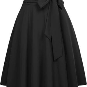 Belle Poque Women's High Waist A-Line Pockets Skirt Skater Flared Midi Skirt Vinage Skirt