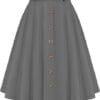 Belle Poque Women's Vintage Stretch High Waist A-Line Flared Midi Skirts with Pockets & Belts