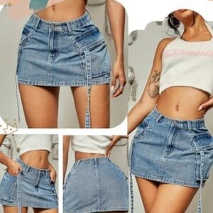 Cargo Skirt Women y2k Button Mini Jeans Skirt Denim Skirt with Pocket Low Waist