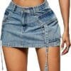 Cargo Skirt Women y2k Button Mini Jeans Skirt Denim Skirt with Pocket Low Waist