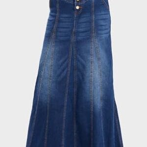 CHARTOU Women's Retro Exposure Button-Fly Packaged Hip A-Line Maxi Long Denim Skirt