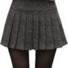 chouyatou Women's Casual Plaid High Waist A-Line Wool Pleated Short Skirt