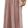 ebossy Women's High Waist Flowy Pleated Chiffon Maxi Skirt