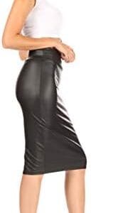 Faux Leather Skirts for Women High Waisted Leather Bodycon Pencil Skirt