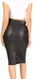 Faux Leather Skirts for Women High Waisted Leather Bodycon Pencil Skirt