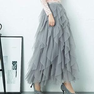 Femiserah Women's Long Rainbow A Line Tulle Tutu Skirts Tiered Skirt Petticoat