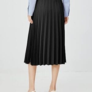 GOLDSTITCH Women's High Waist Pleated Skirt A line Swing Midi Skirt