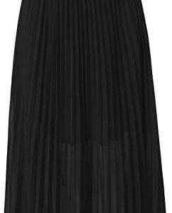 GOOBGS Women's Pleated A-Line High Waist Swing Flare Midi Skirt