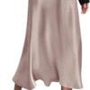 HOTOUCH Womens Midi Skirt High Waisted Solid Satin Dress Zipper Elegant Work Skirts