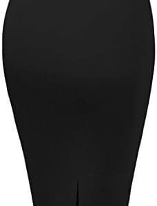 Hybrid & Company Women's Premium Nylon Ponte Stretch High Waist Pencil Suit Skirt Below Knee