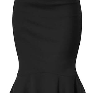 Hybrid & Company Womens Premium Nylon Ponte Stretch Office Fishtail Pencil Skirt High Waist Made in The USA Below Knee