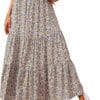 KIRUNDO Women's 2024 Summer Fall High Waist Boho Floral Maxi Skirt Casual Flowy Swing Pleated A Line