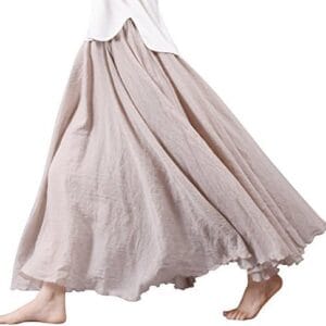 OCHENTA Women's Girls Elastic Waist Long Flowy Bohemian Cotton Casual Maxi Skirt for Summer Beach Holiday