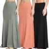 Real Essentials 3 Pack: Women's Ultra-Soft Flowy Maxi High Waisted Long Skirts (Available in Plus Size)