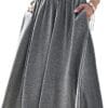 SOFIA'S CHOICE Women's High Elastic Waist Midi Skirt with Pocket A Line Swing Skirts