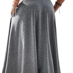 SOFIA'S CHOICE Women's High Elastic Waist Midi Skirt with Pocket A Line Swing Skirts