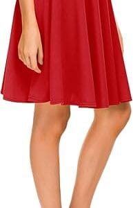 Urban CoCo Women's Basic Midi Skirt Versatile Stretchy Flared Casual High Waisted Skirt