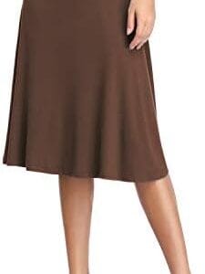 Urban CoCo Women's Ruched High Waist Knee Length Jersey A-Line Stretchy Flared Casual Skirt