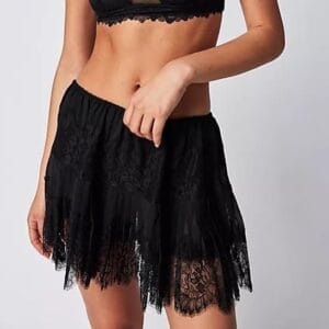 Women Y2K Black White Lace Mini Skirt Low Rise Half Slip Underskirt Ruffle Pleated Layered Flowy Short Skirts