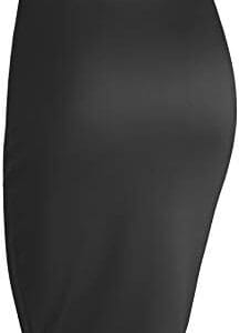 Women's Elastic Waist Stretch Bodycon Midi Knee Length Pencil Skirt for Office