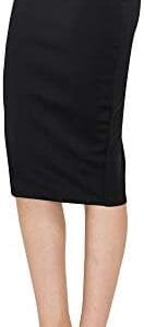 Women's Elastic Waist Stretch Bodycon Midi Knee Length Pencil Skirt for Office