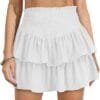 Women's High Waist Ruffle Mini Skirt Cute Tiered Short Skirt with Shorts Underneath