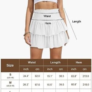 Women's High Waist Ruffle Mini Skirt Cute Tiered Short Skirt with Shorts Underneath