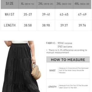 Women's Long Maxi Plus Size Skirt 2024 Trendy Flowy Elastic High Waist Casual Spring Swing A-line Floral Skirts