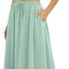 Yincro Women's Flowy Maxi Skirt Summer Pleated High Waisted Casual Long Skirts with Pockets