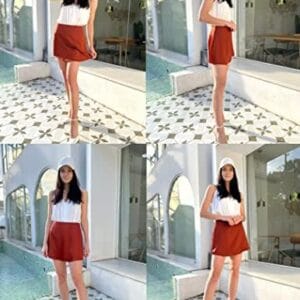 Zeagoo Women's Mini Skirts Casual High Waisted Stain Silk A-Line Zipper Summer Short Skirt Party Skirts